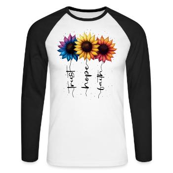 Summer Flowers Flower Inspiration Motivational Saying - Unisex Long Sleeve Baseball T-Shirt - white/black - Front - Nik (191cm)