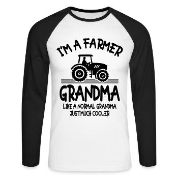 I m A Farmer Grandma - Unisex Baseballshirt langarm - Weiß/Schwarz - Vorne - Nik (191cm)
