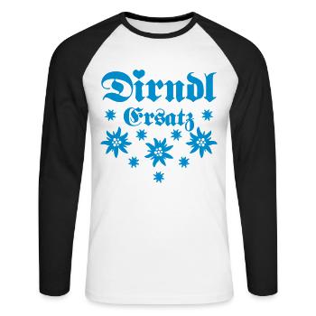 35 Dirndl Ersatz Alpen Edelweiss Dirndlersatz Herz - Unisex Baseballshirt langarm - Weiß/Schwarz - Vorne - Nik (191cm)