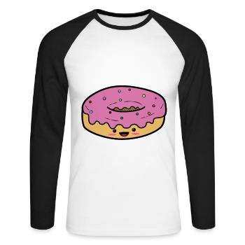 beignet - T-shirt baseball manches longues Homme - blanc/noir - Devant - Nik (191cm)