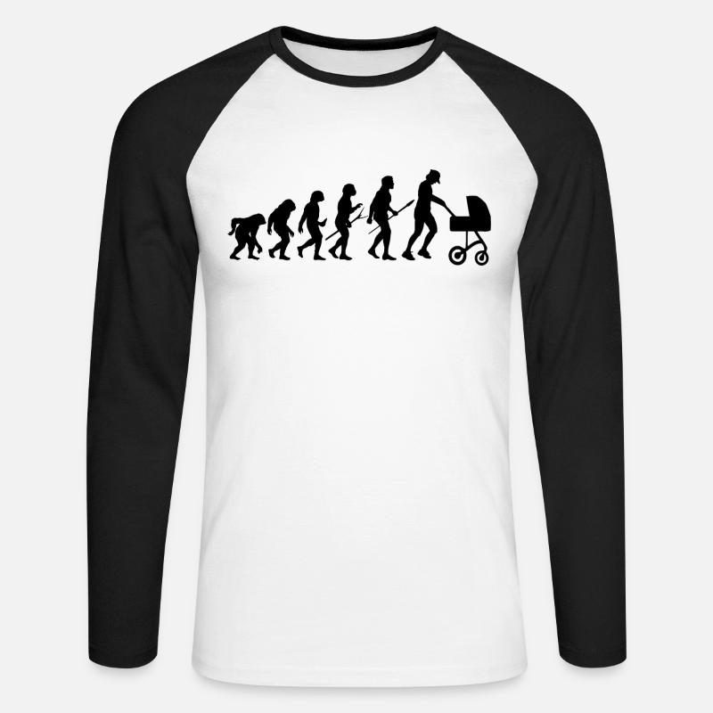 Father evolution - Unisex Long Sleeve Baseball T-Shirt - white/black