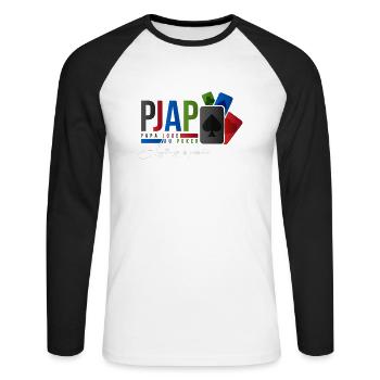 papa joue au poker design - T-shirt baseball manches longues Homme - blanc/noir - Devant - Nik (191cm)