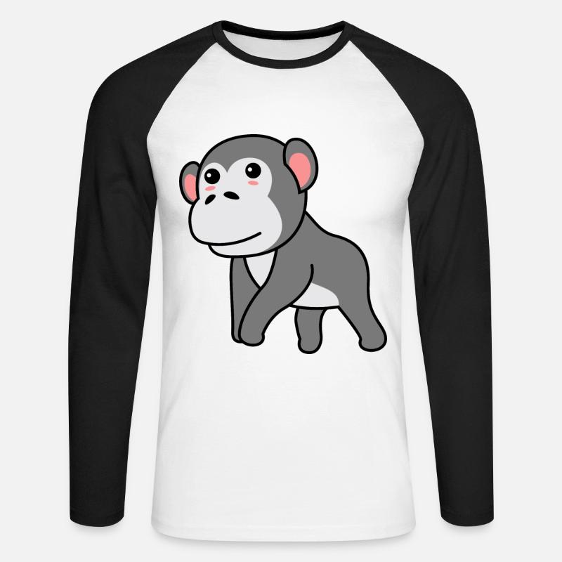 Gorilla Comic - Unisex Baseballshirt langarm - Weiß/Schwarz