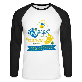 sochaux foot supporter football enceinte - T-shirt baseball manches longues Homme - blanc/noir - Devant - Nik (191cm)