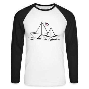 Bateaux en papier Bateau en papier Bateaux Amour Couples - T-shirt baseball manches longues Homme - blanc/noir - Devant - Nik (191cm)