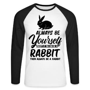 Is a Rabbit - Unisex Long Sleeve Baseball T-Shirt - white/black - Front - Nik (191cm)