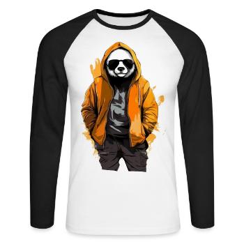 Panda big street style | Panda lovers - Unisex Long Sleeve Baseball T-Shirt - white/black - Front - Nik (191cm)