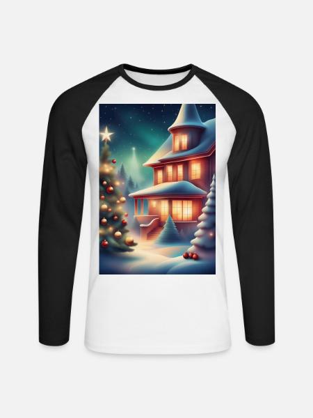 Wunderschöne Weihnachtszeit - Unisex Baseballshirt langarm - Weiß/Schwarz
