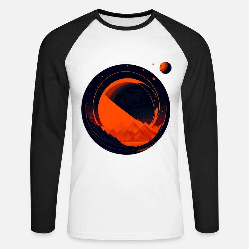 Space View / Mars 02 - Unisex Baseballshirt langarm - Weiß/Schwarz