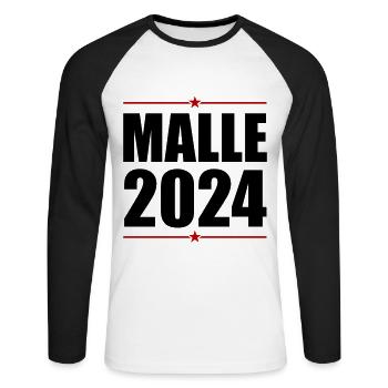 Malle 2024 Mallorca Holidays - Unisex Long Sleeve Baseball T-Shirt - white/black - Front - Nik (191cm)