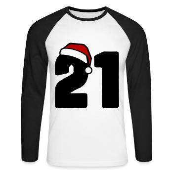 21 Numéro Noël - T-shirt baseball manches longues Homme - blanc/noir - Devant - Nik (191cm)