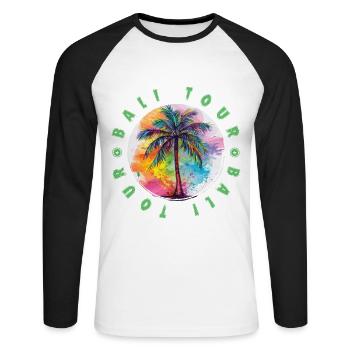 Bali Tour Holiday Plame Colorful - Unisex Long Sleeve Baseball T-Shirt - white/black - Front - Nik (191cm)