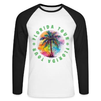 Florida Tour Urlaub Plame Bunt - Unisex Baseballshirt langarm - Weiß/Schwarz - Vorne - Nik (191cm)