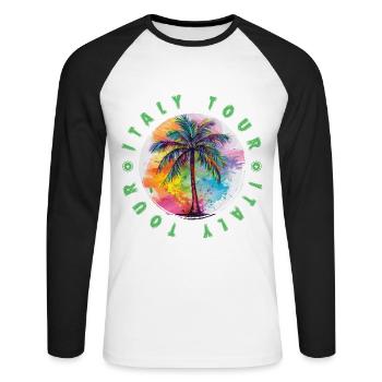 Italien Tour Urlaub Plame Bunt - Unisex Baseballshirt langarm - Weiß/Schwarz - Vorne - Nik (191cm)