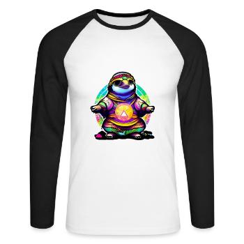 Paresseux Astro Penguin - T-shirt baseball manches longues Homme - blanc/noir - Devant - Nik (191cm)