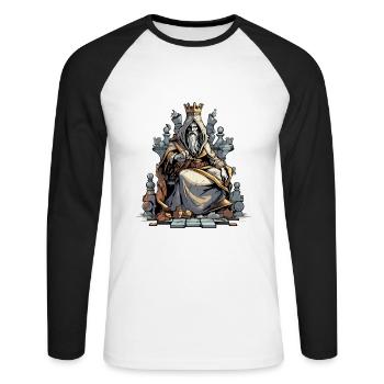 Le Roi Euriste - T-shirt baseball manches longues Homme - blanc/noir - Devant - Nik (191cm)