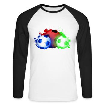 Football - T-shirt baseball manches longues Homme - blanc/noir - Devant - Nik (191cm)