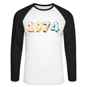 vintage 1974 - Unisex Long Sleeve Baseball T-Shirt - white/black - Front - Nik (191cm)