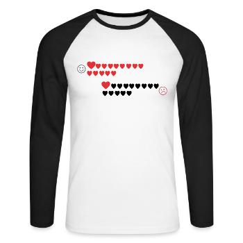 Santé smileys cardiaques - T-shirt baseball manches longues Homme - blanc/noir - Devant - Nik (191cm)