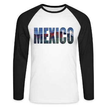 mexique mexique cactus - T-shirt baseball manches longues Homme - blanc/noir - Devant - Nik (191cm)