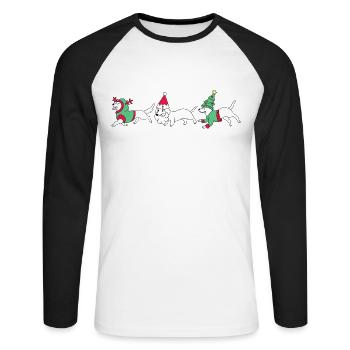 woofy noël - T-shirt baseball manches longues Homme - blanc/noir - Devant - Nik (191cm)