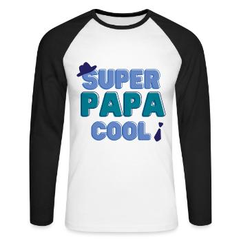 Super papa cool cadeau fête des pères - T-shirt baseball manches longues Homme - blanc/noir - Devant - Nik (191cm)