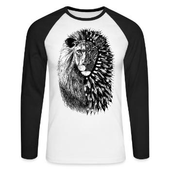 Two faced lion - black - Unisex Long Sleeve Baseball T-Shirt - white/black - Front - Nik (191cm)
