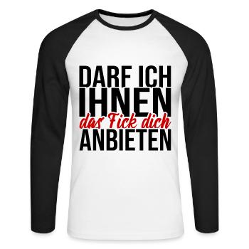 Lustige Sprüche Beleidigungen Sarkasmus - Unisex Baseballshirt langarm - Weiß/Schwarz - Vorne - Nik (191cm)