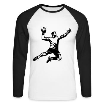 Handball Handballer - Unisex Baseballshirt langarm - Weiß/Schwarz - Vorne - Nik (191cm)