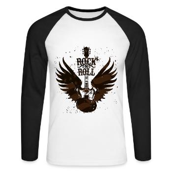 Guitare e-style avec ailes ÉTATS-UNIS Rock 'n' roll - T-shirt baseball manches longues Homme - blanc/noir - Devant - Nik (191cm)