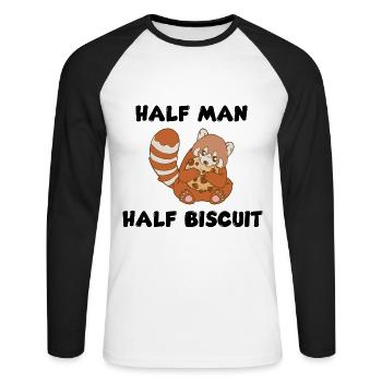 Half man, half biscuit - Unisex Long Sleeve Baseball T-Shirt - white/black - Front - Nik (191cm)