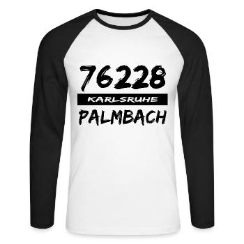 76228 Karlsruhe Palmbach - Unisex Baseballshirt langarm - Weiß/Schwarz - Vorne - Nik (191cm)