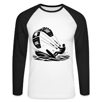Kitesurf Kitesurfer Kiteboard - T-shirt baseball manches longues Homme - blanc/noir - Devant - Nik (191cm)