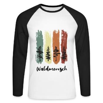 Holz Wald Waldmensch Geschenk - Unisex Baseballshirt langarm - Weiß/Schwarz - Vorne - Nik (191cm)