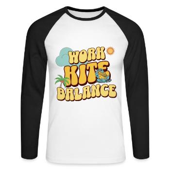 Kitesurfing Kitesurf Kiteboard - T-shirt baseball manches longues Homme - blanc/noir - Devant - Nik (191cm)