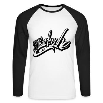 Karlsruhe - Unisex Long Sleeve Baseball T-Shirt - white/black - Front - Nik (191cm)