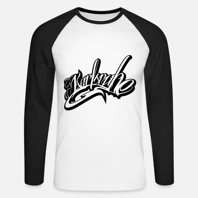 Karlsruhe - Unisex Baseballshirt langarm - Weiß/Schwarz