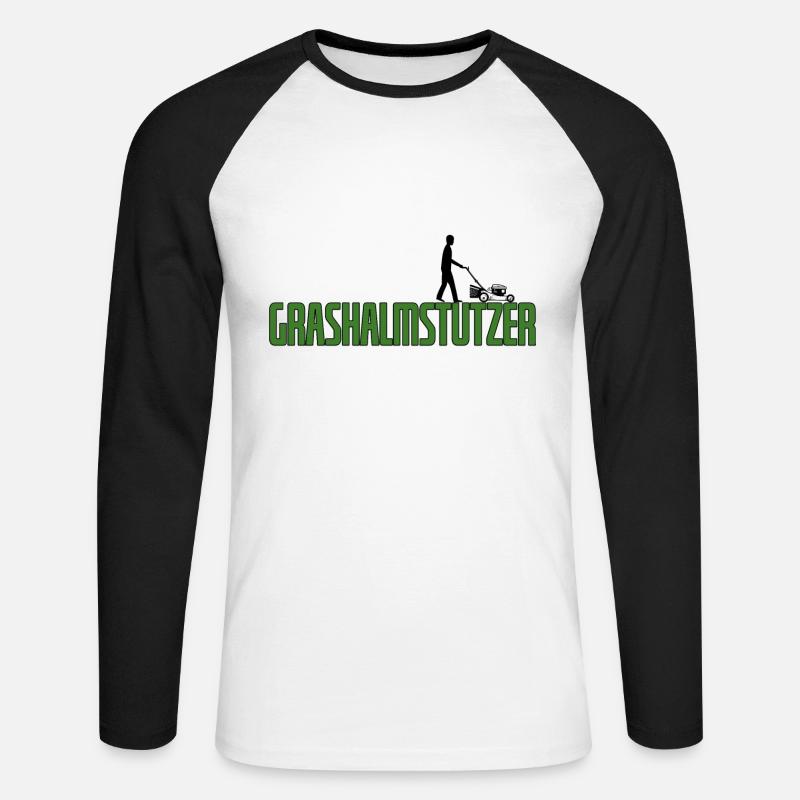 Grashalmstutzer Rasenmäher Gärtner Geschenkidee - Unisex Baseballshirt langarm - Weiß/Schwarz