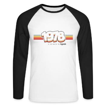1978 the birth of legends - Unisex Long Sleeve Baseball T-Shirt - white/black - Front - Nik (191cm)