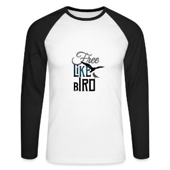 Oiseau - T-shirt baseball manches longues Homme - blanc/noir - Devant - Nik (191cm)