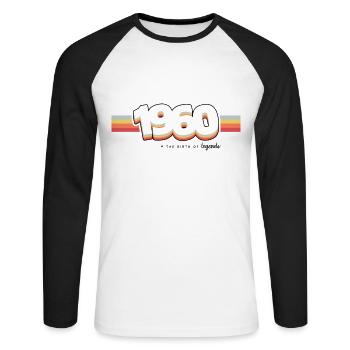 1960 Die Geburt der Legenden - Unisex Baseballshirt langarm - Weiß/Schwarz - Vorne - Nik (191cm)