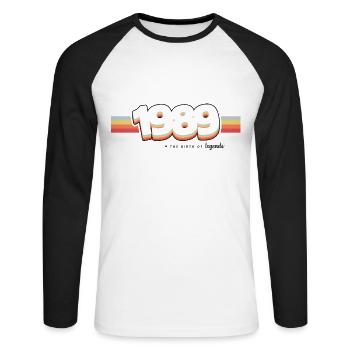 1989 the birth of legends - Unisex Long Sleeve Baseball T-Shirt - white/black - Front - Nik (191cm)