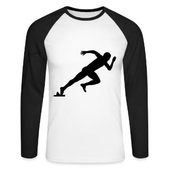 Athletics Sprinter Motif Idée cadeau - T-shirt baseball manches longues Homme - blanc/noir - Devant - Nik (191cm)