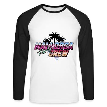 Mallorca Party Crew - T-shirt baseball manches longues Homme - blanc/noir - Devant - Nik (191cm)