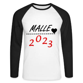 Malle 2023 - Unisex Baseballshirt langarm - Weiß/Schwarz - Vorne - Nik (191cm)