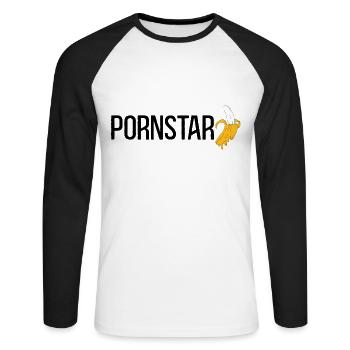 Pornstar Porno Star Banane - Unisex Baseballshirt langarm - Weiß/Schwarz - Vorne - Nik (191cm)