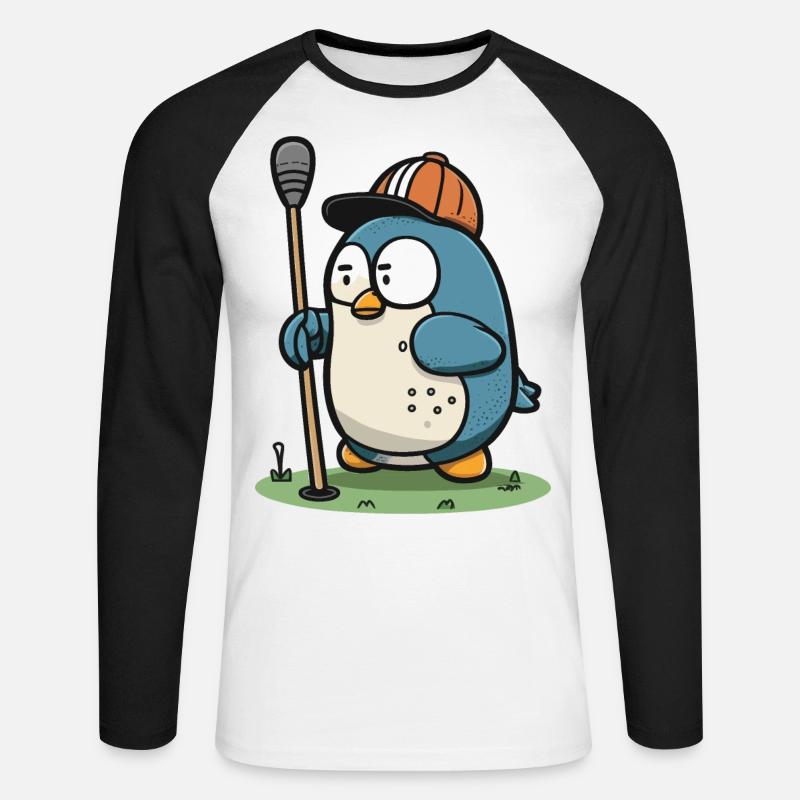 Golf Pro Pinguin - Unisex Baseballshirt langarm - Weiß/Schwarz