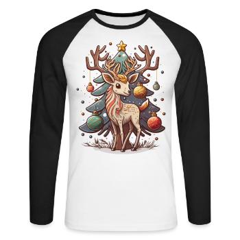 Fêtes bien-aimées des cerfs - T-shirt baseball manches longues Homme - blanc/noir - Devant - Nik (191cm)
