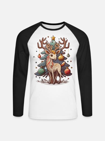 Deer-ly Beloved Holidays - Unisex Long Sleeve Baseball T-Shirt - white/black