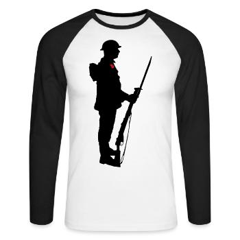 Remembrance Day Soldier WW1 - Unisex Long Sleeve Baseball T-Shirt - white/black - Front - Nik (191cm)